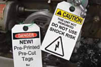 Non-Adhesive Pre-Printed and Pre-Cut Safety Tags