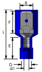 Nylon Fully Insulated Male Disconnect Dimensions