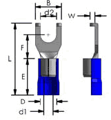 PVC Insulated Flange Spade Terminal Dimensions