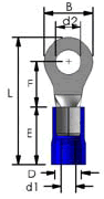 PVC Insulated Ring Terminal Dimensions