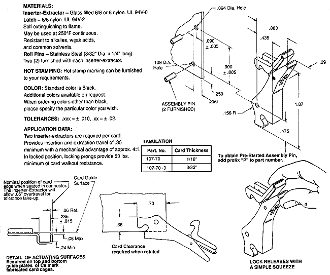Calmark Series 107-70 Inserter-Extractor (Positive Lock)