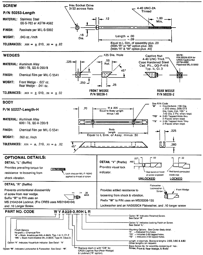 Calmark Series 225 "Card-Lok" Retainer (Cold Plate)