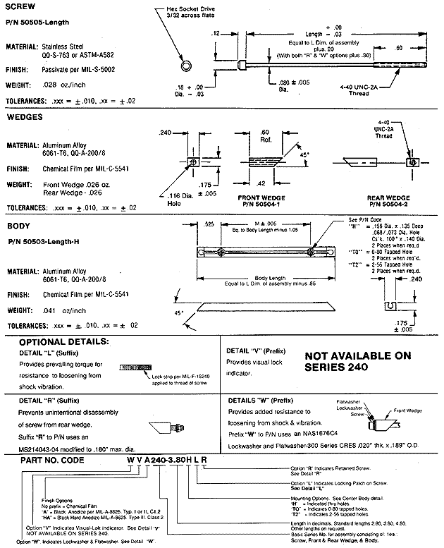 Calmark Series 240 - "Card-Lok" Retainer (Cold Plate) 