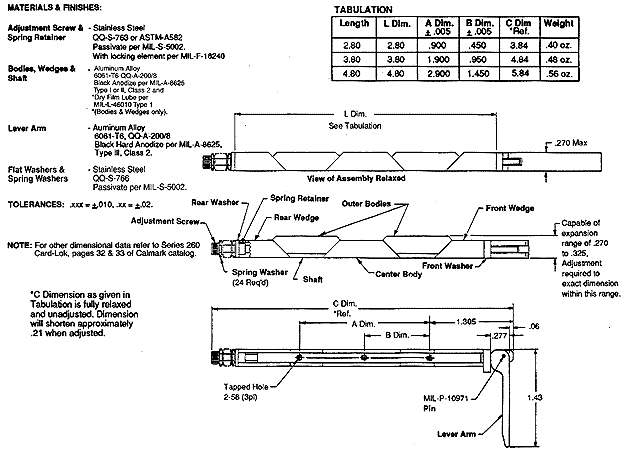 Calmark Series L260 - "Card-Lok" Retainer (Lever-Lok)